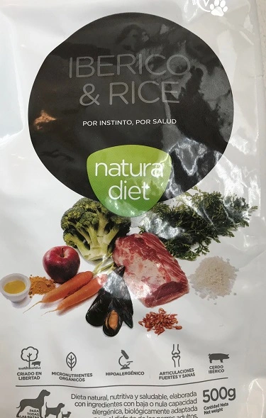 Natura Diet Iberico og Ris Hundefoder 500 g - Naturligt og allergivenligt